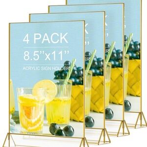 Gold Acrylic Sign Holder 4 Pack - WEDDING